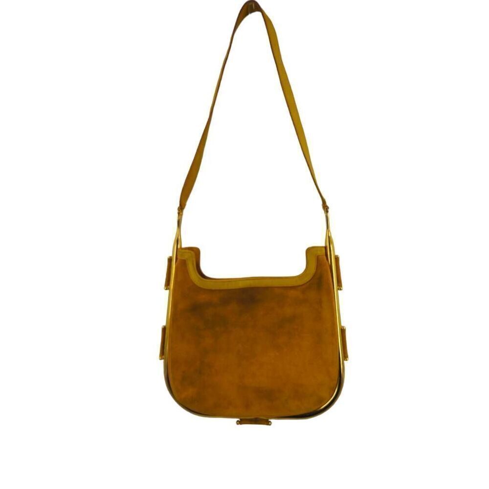 Very Rare Tan Vintage Gucci Collector Bag with Gold Wrap Around Bar Hardware - Picture 2 of 12
